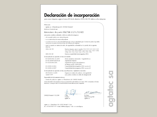 Declaración de incorporación STA / TSA RED